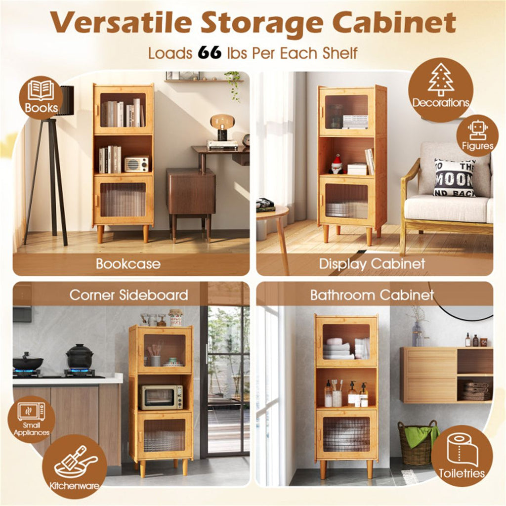 Three-Cube Cabinet with See-Through Doors
