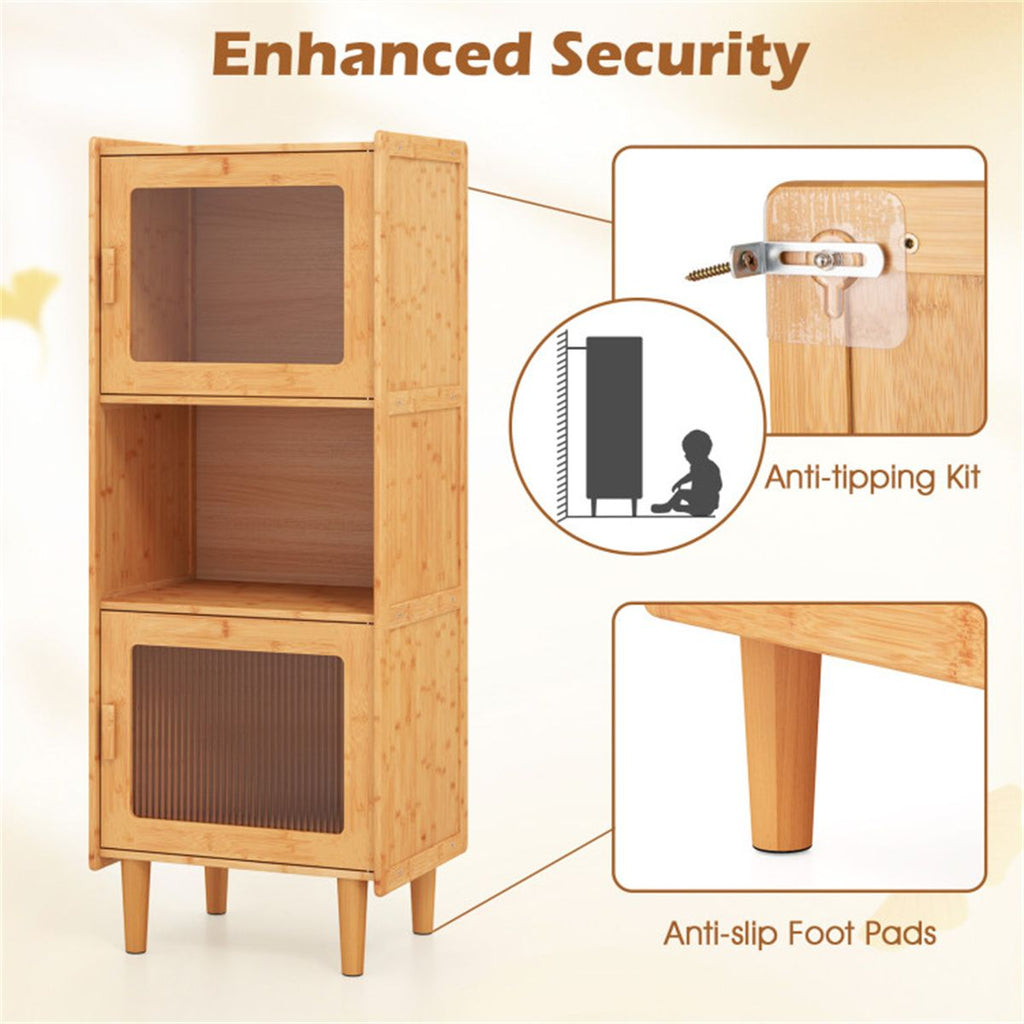 Three-Cube Cabinet with See-Through Doors