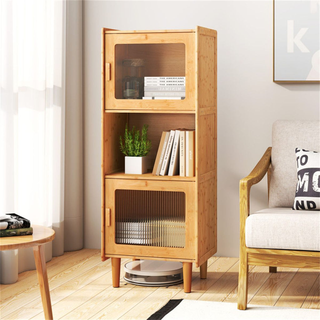 Three-Cube Cabinet with See-Through Doors