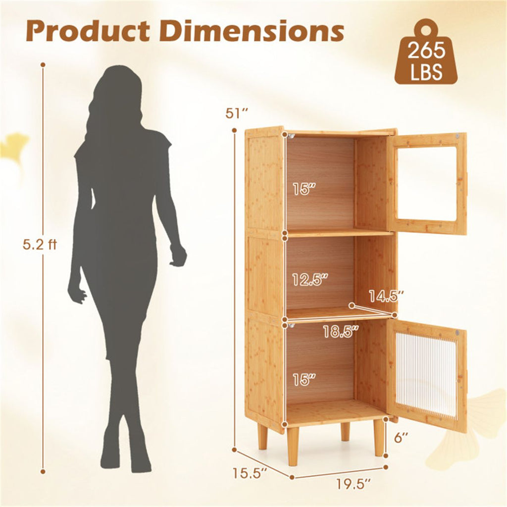 Three-Cube Cabinet with See-Through Doors