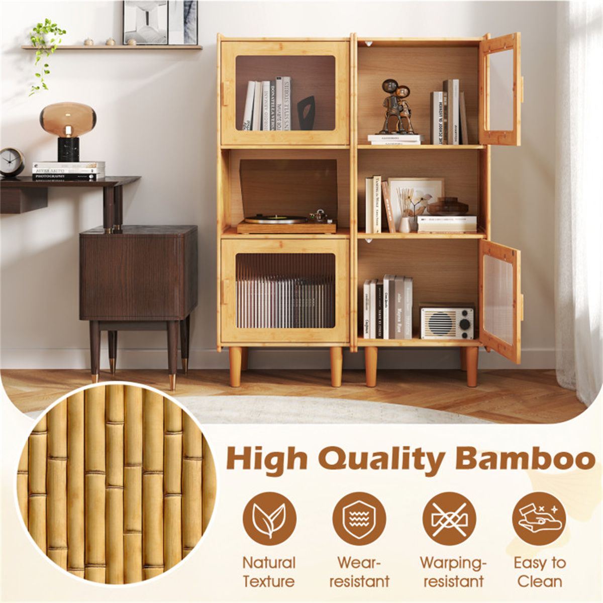 Three-Cube Cabinet with See-Through Doors