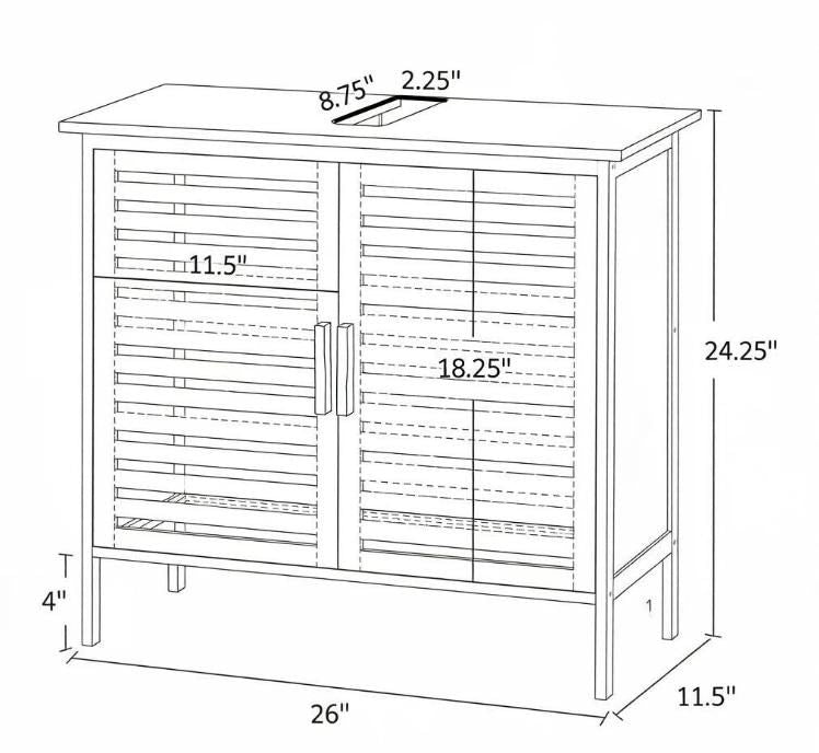 Under-Sink Storage Cabinet with Ventilated Slatted Doors