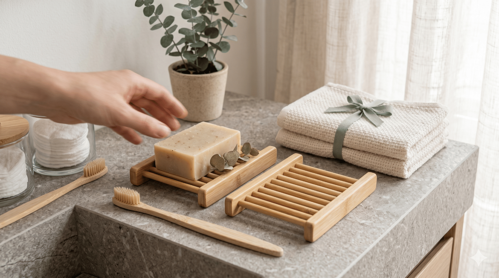Natural Bamboo Soap Dish – everyday Self-Draining Soap Holder for Bathroom & Kitchen