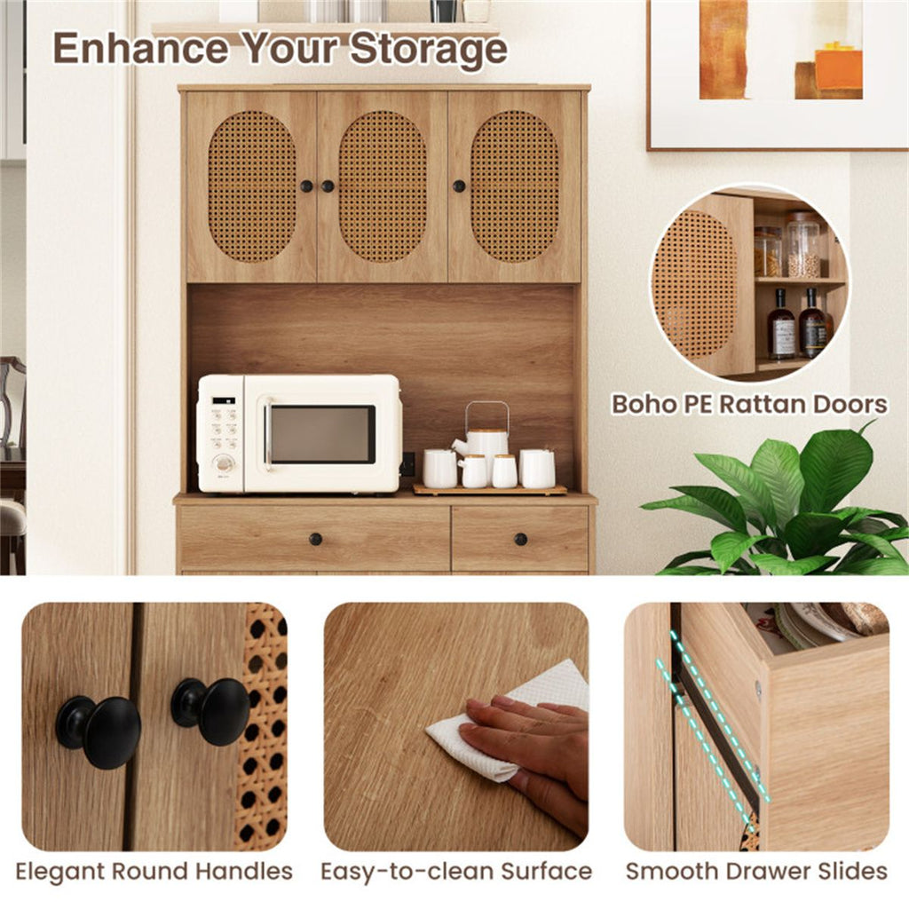 Boho Pantry Cabinet with Charging Station