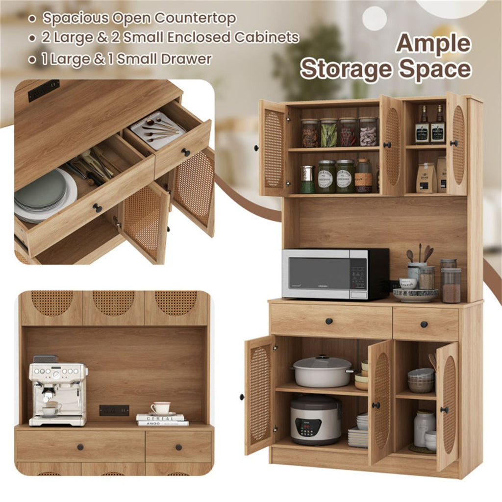 Boho Pantry Cabinet with Charging Station