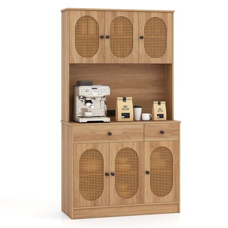 Boho Pantry Cabinet with Charging Station