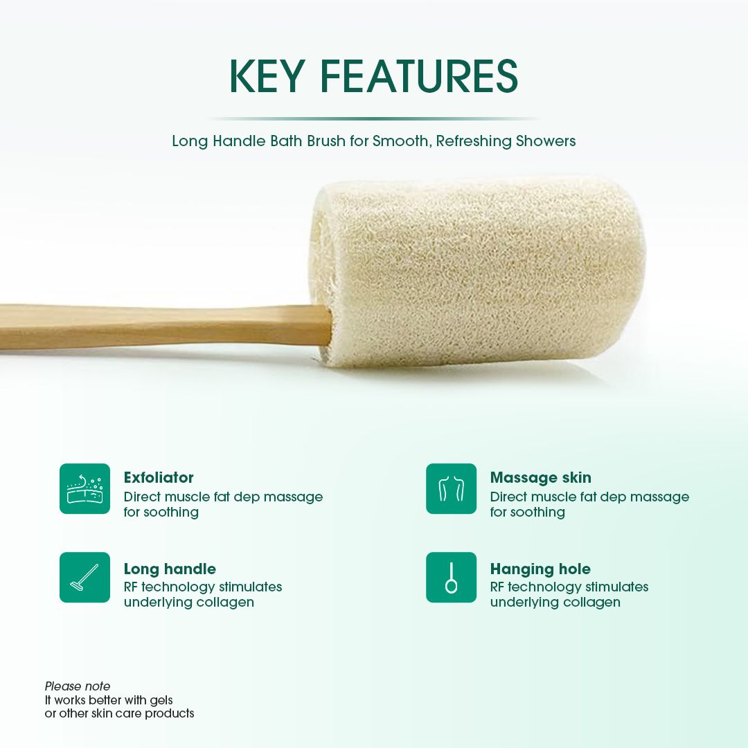 Natural Loofah Bath Brush with Extended Handle