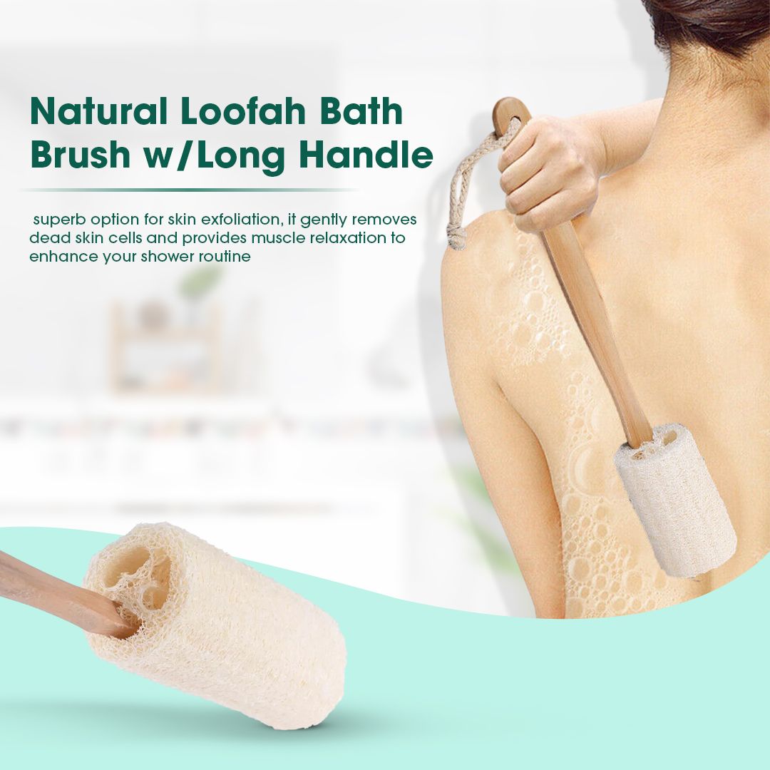 Natural Loofah Bath Brush with Extended Handle