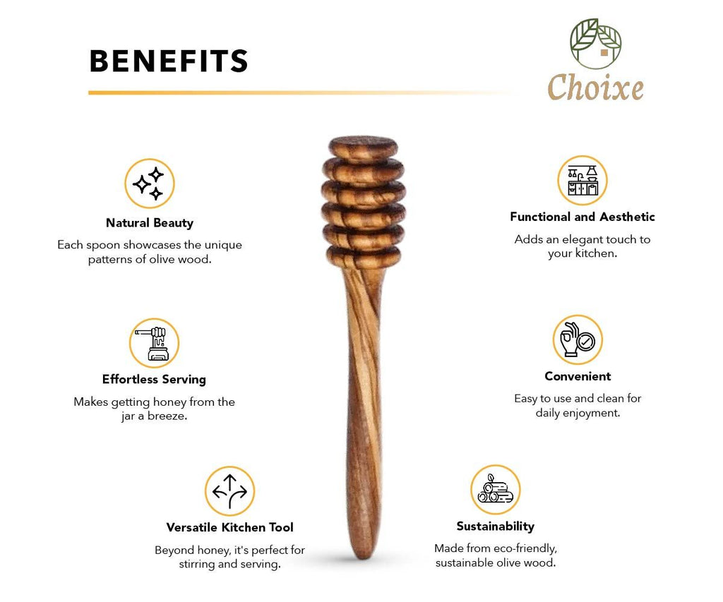 Handcrafted Honey Dipper with Precision-Cut Ridges