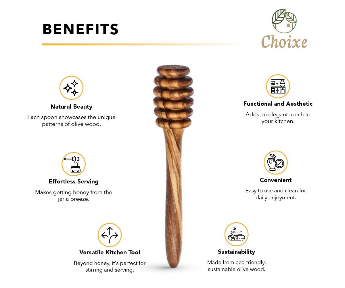 Handcrafted Honey Dipper with Precision-Cut Ridges