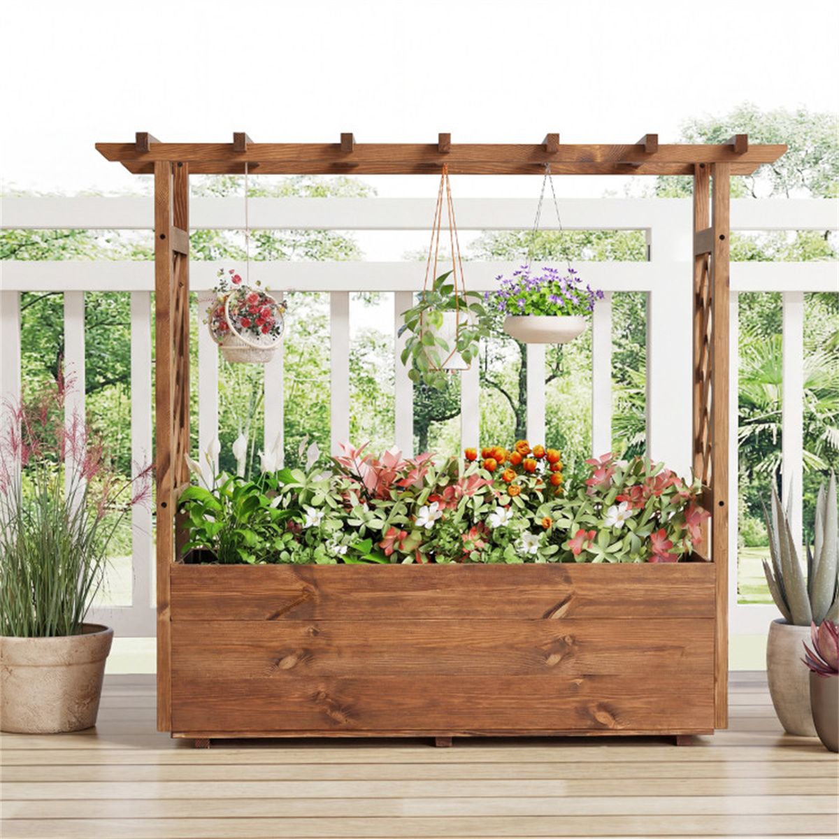 Raised Garden Bed with Hanging Roof