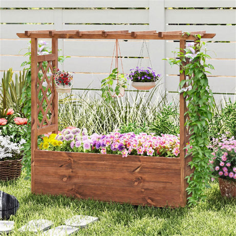 Raised Garden Bed with Hanging Roof