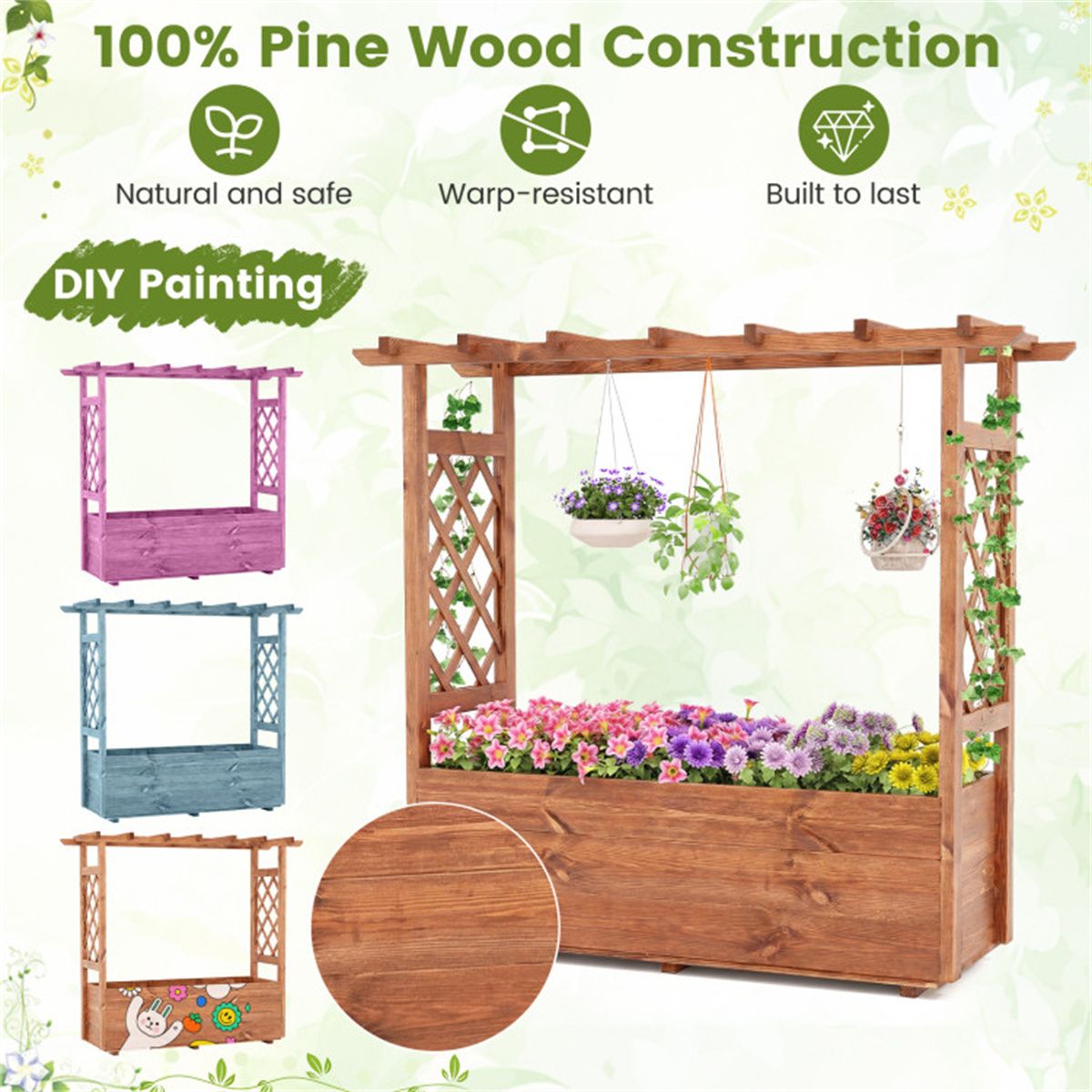 Raised Garden Bed with Hanging Roof