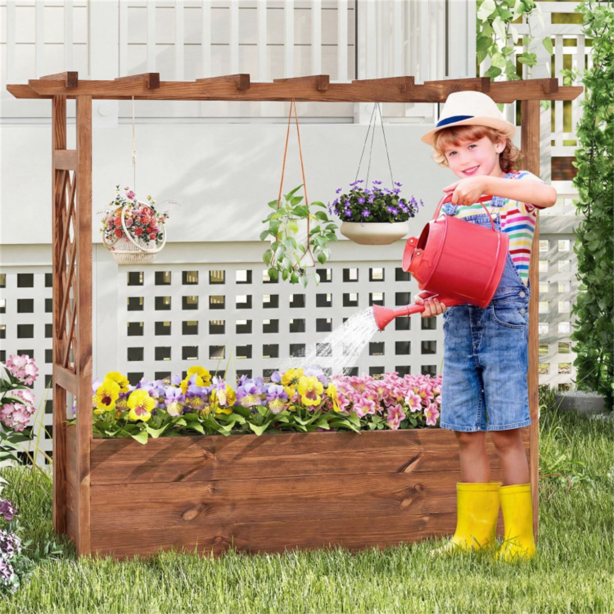 Raised Garden Bed with Hanging Roof