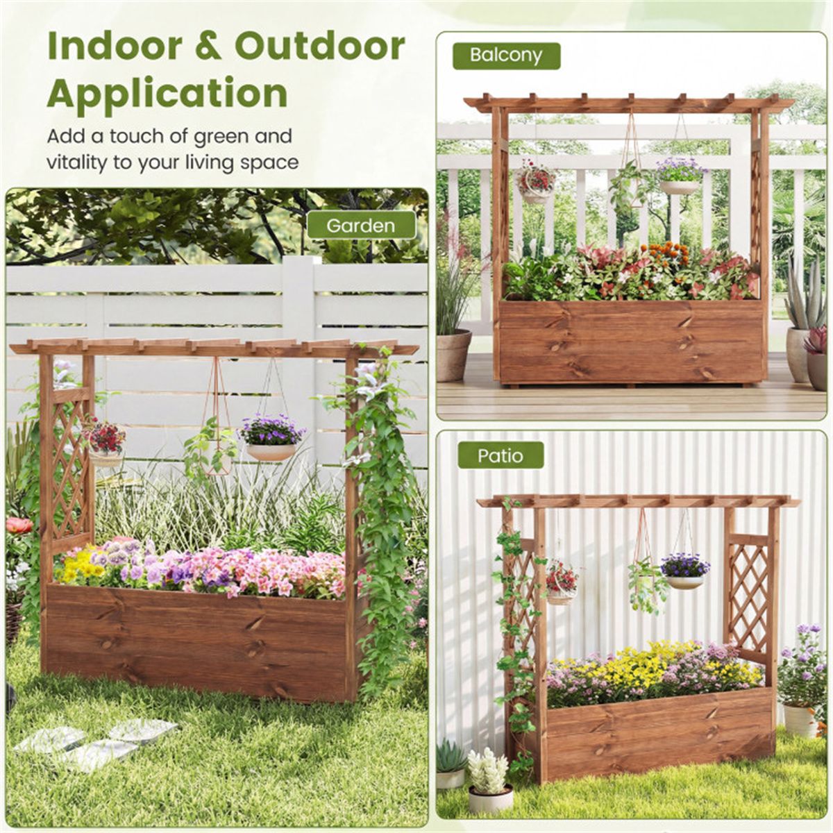 Raised Garden Bed with Hanging Roof