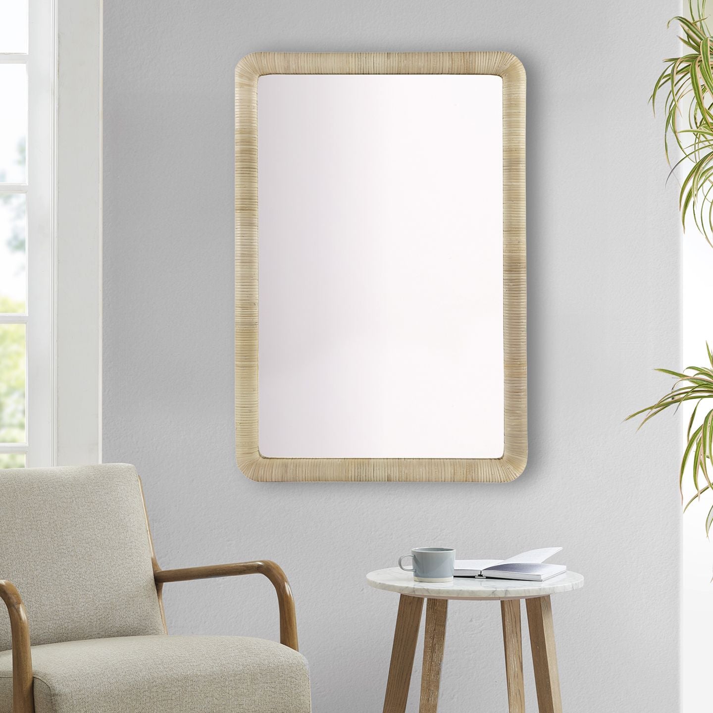 Natural-Texture Rectangle Wall Mirror