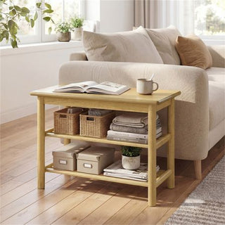 Three-Tier Shoe Rack Bench with Slatted Shelves