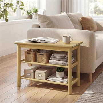 Three-Tier Shoe Rack Bench with Slatted Shelves