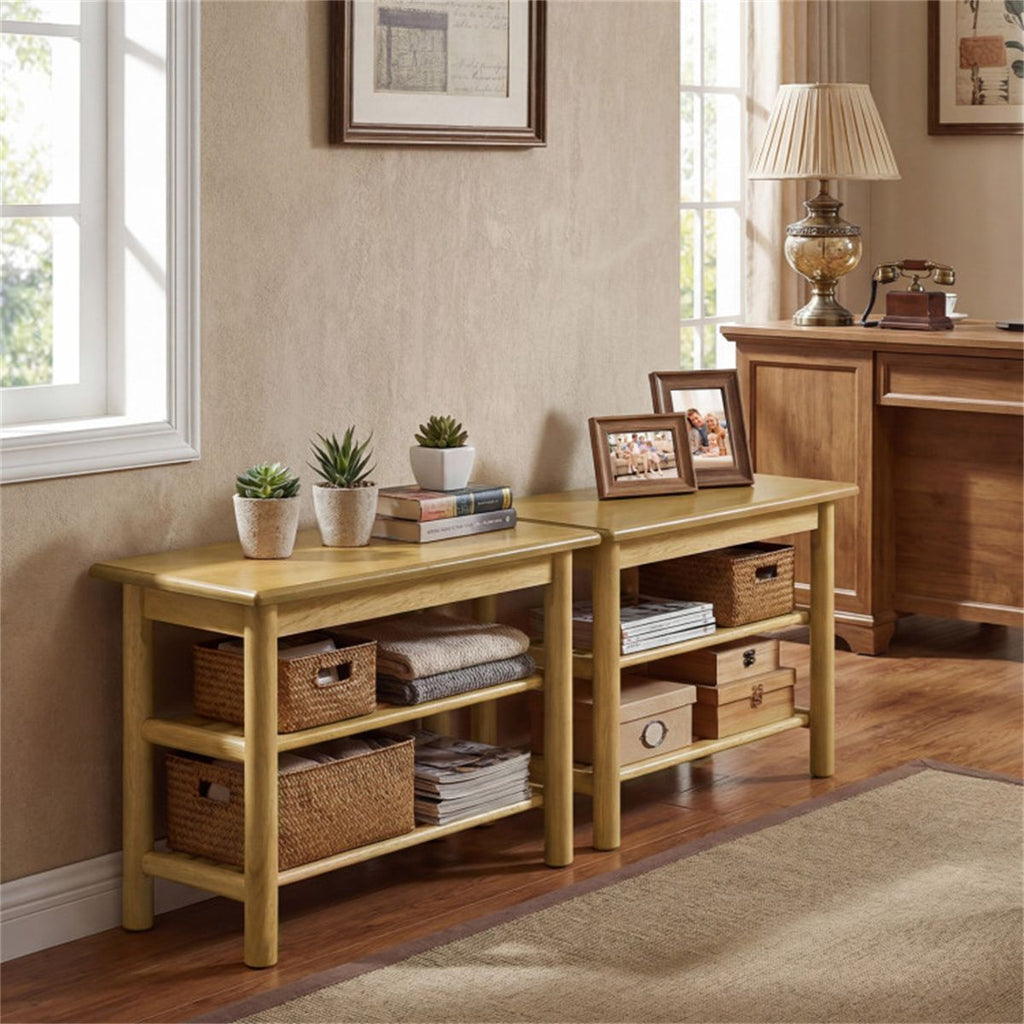 Three-Tier Shoe Rack Bench with Slatted Shelves