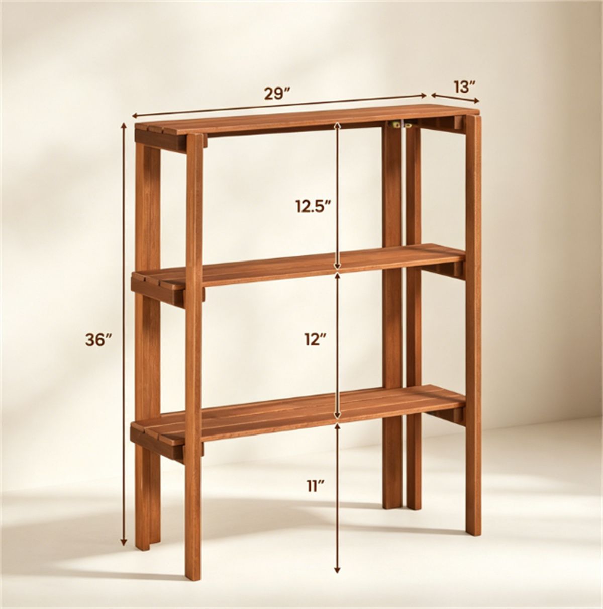 Folding Slatted Shelf for Shoes, Plants, and Display