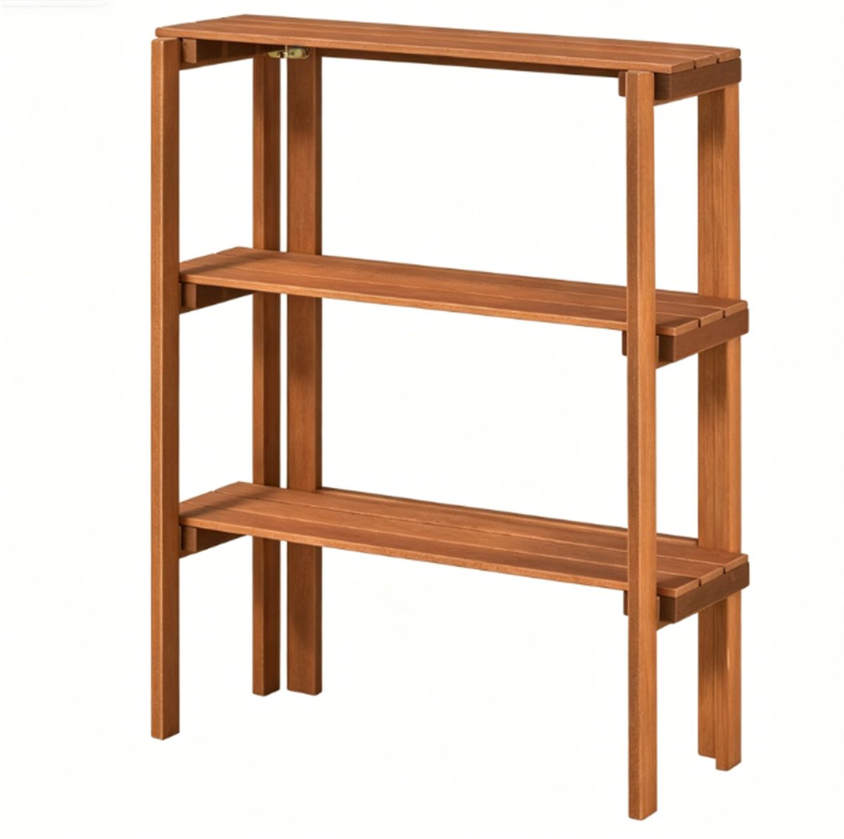 Folding Slatted Shelf for Shoes, Plants, and Display