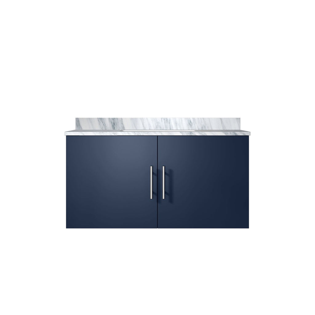 Navy Bathroom Vanity with Carrara Marble Top