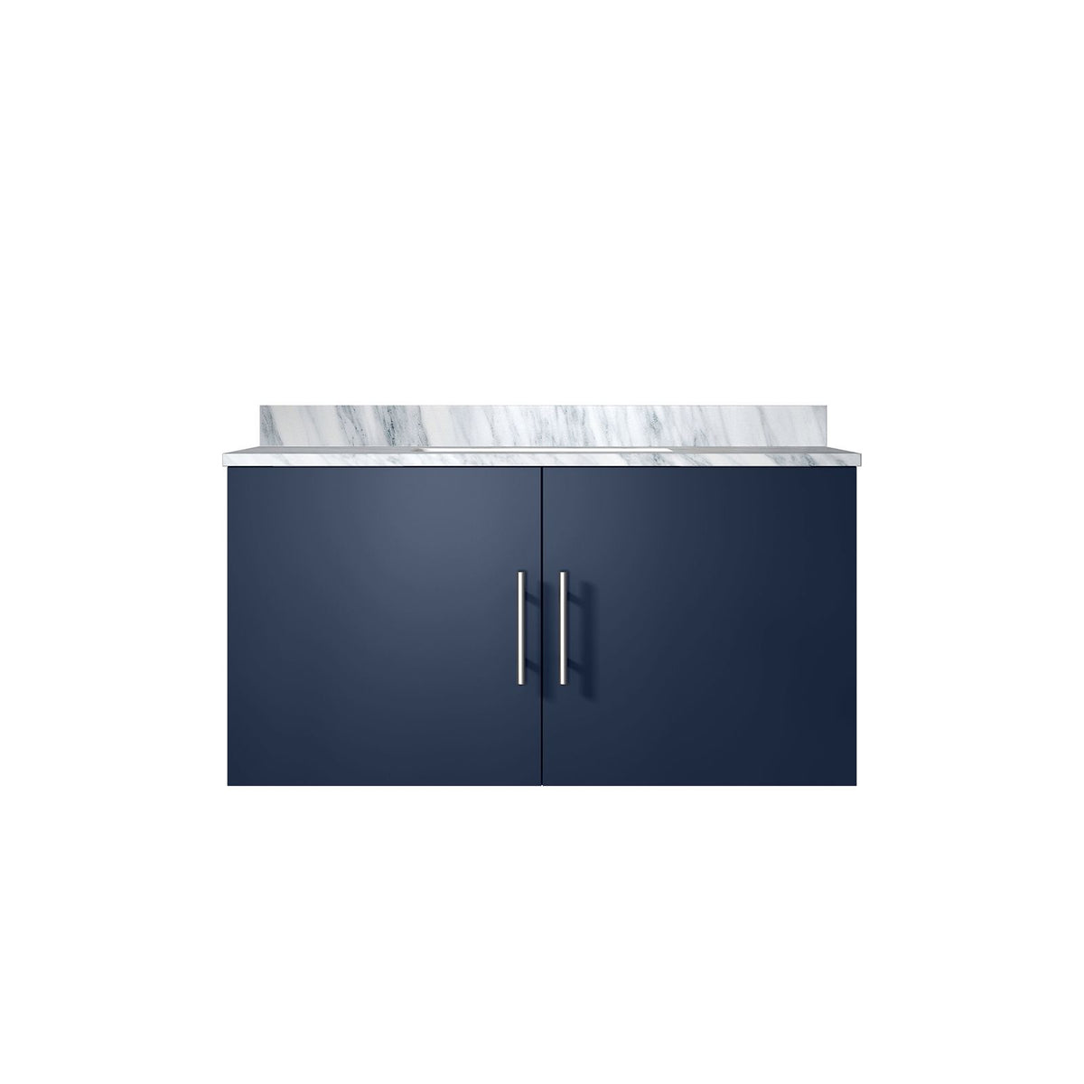 Navy Bathroom Vanity with Carrara Marble Top