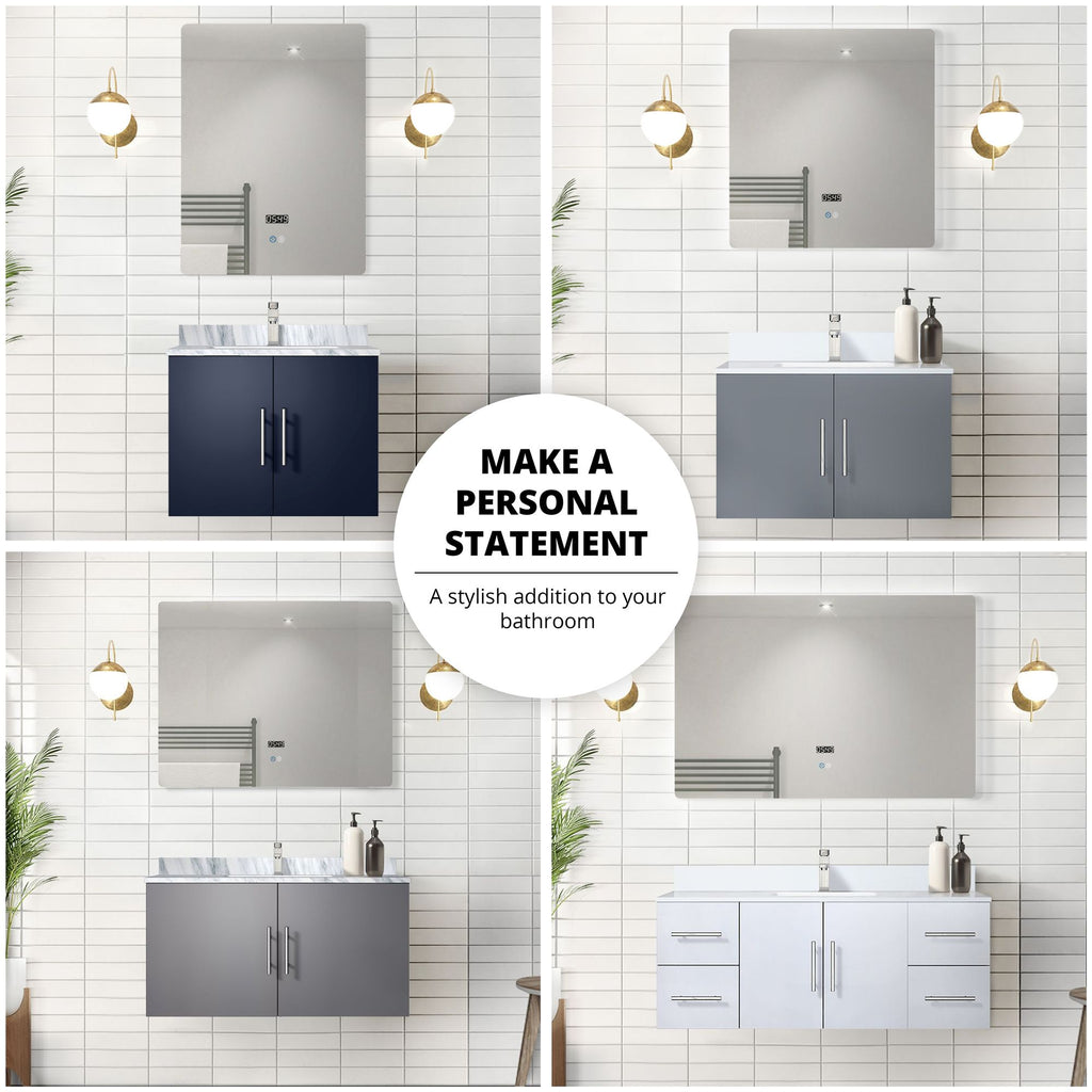 Navy Bathroom Vanity with Carrara Marble Top