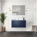 Navy Bathroom Vanity with Carrara Marble Top