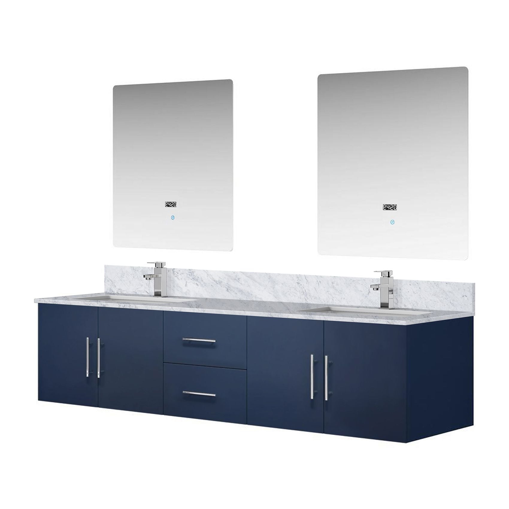 Double Bath Vanity with Marble Top, Faucet, and Mirrors – Scratch & Stain Resistant