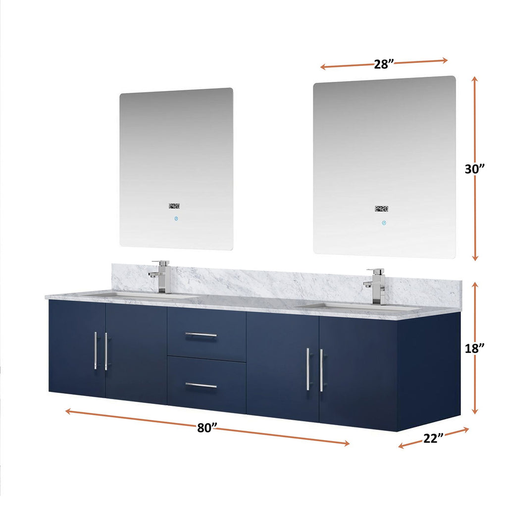 Double Bath Vanity with Marble Top, Faucet, and Mirrors – Scratch & Stain Resistant