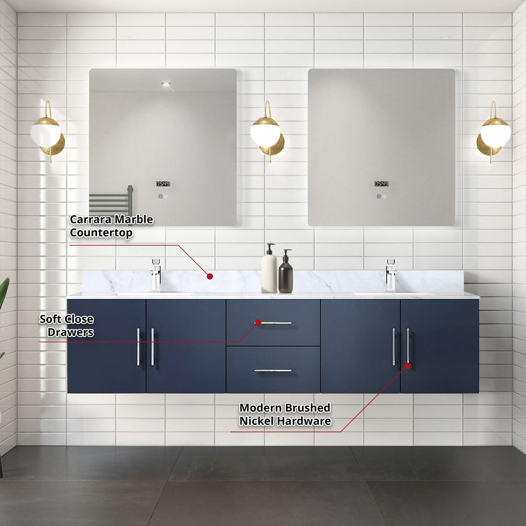 Double Bath Vanity with Marble Top, Faucet, and Mirrors – Scratch & Stain Resistant
