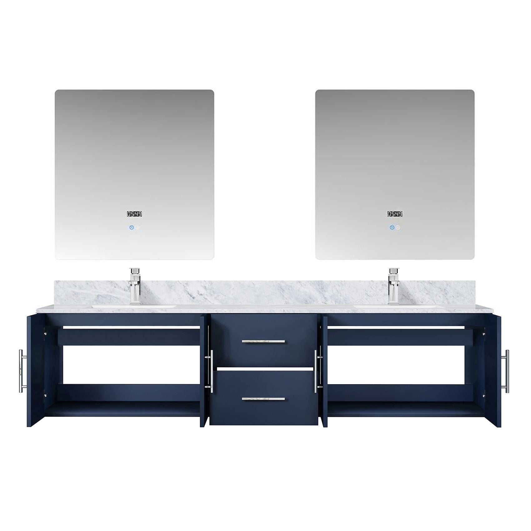 Double Bath Vanity with Marble Top, Faucet, and Mirrors – Scratch & Stain Resistant