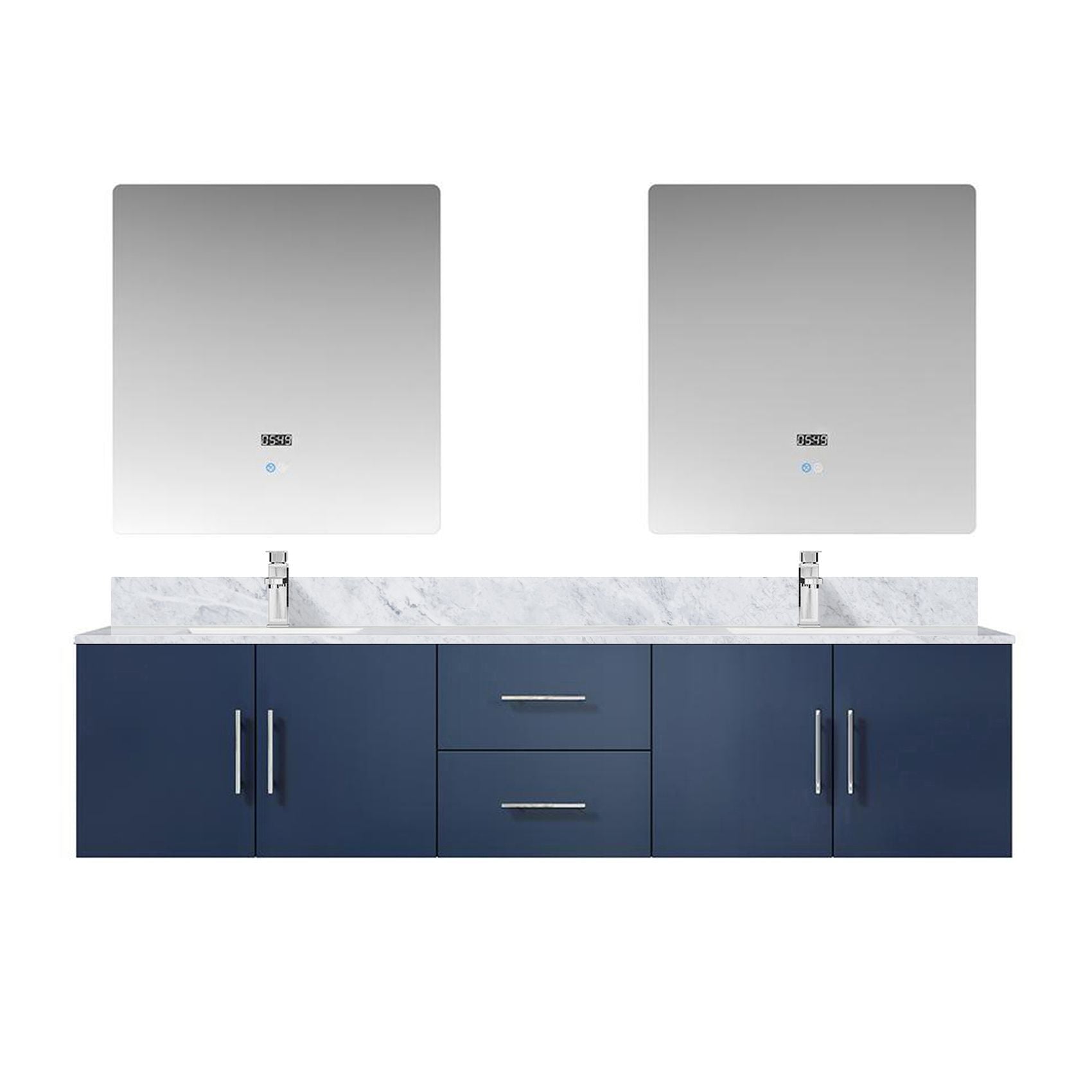 Double Bath Vanity with Marble Top, Faucet, and Mirrors – Scratch & Stain Resistant