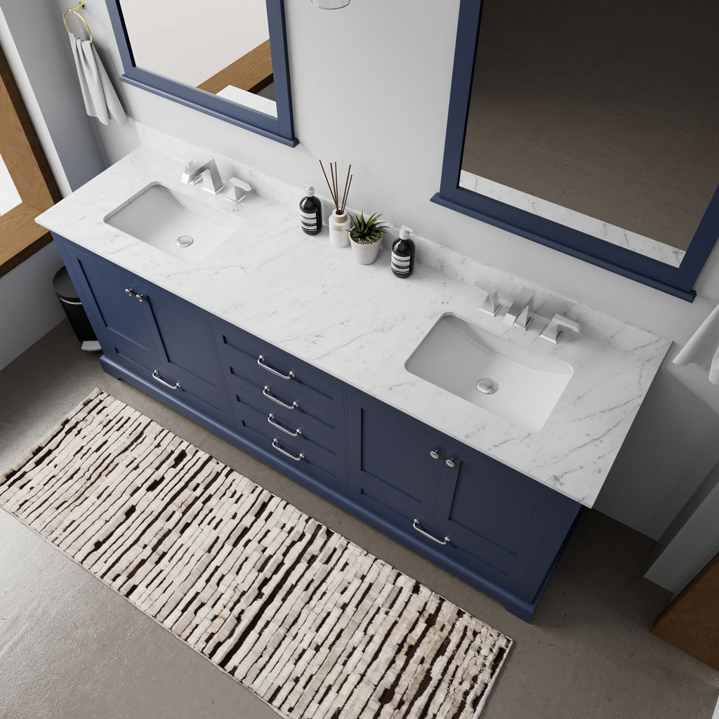 Navy Blue Double Bath Vanity 80-in with Soft Close Drawers and Ample Storage
