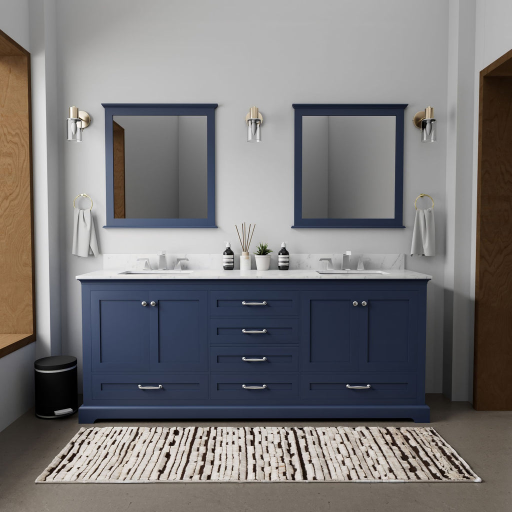 Navy Blue Double Bath Vanity 80-in with Soft Close Drawers and Ample Storage