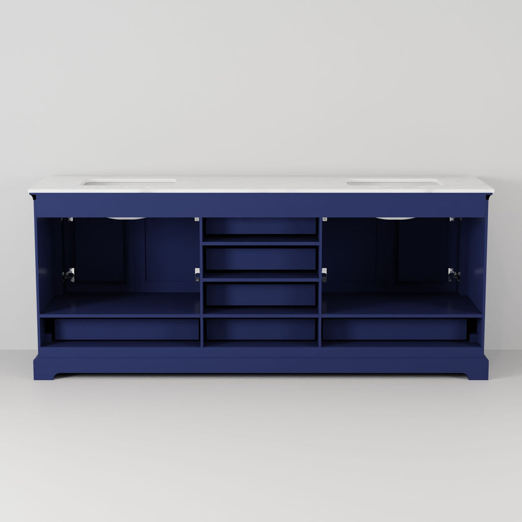 Navy Blue Double Bath Vanity 80-in with Soft Close Drawers and Ample Storage