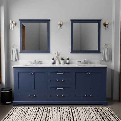 Navy Blue Double Bath Vanity 80-in with Soft Close Drawers and Ample Storage