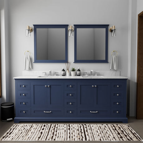 Navy Blue Double Bath Vanity with Soft-Close Cabinets and Drawers