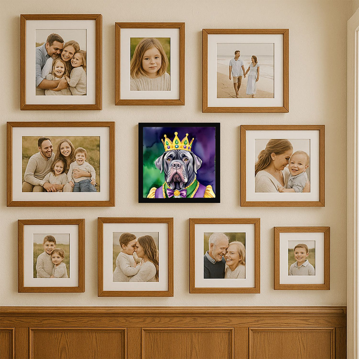 Neapolitan Mastiff King of Mardi Gras Framed Art