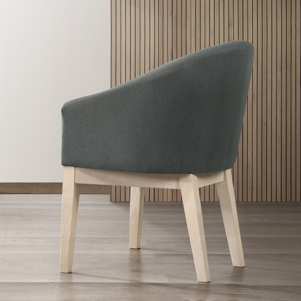 Set of 2 Two-Tone Barrel Accent Chairs with Cushioned Seats