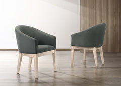 Set of 2 Two-Tone Barrel Accent Chairs with Cushioned Seats