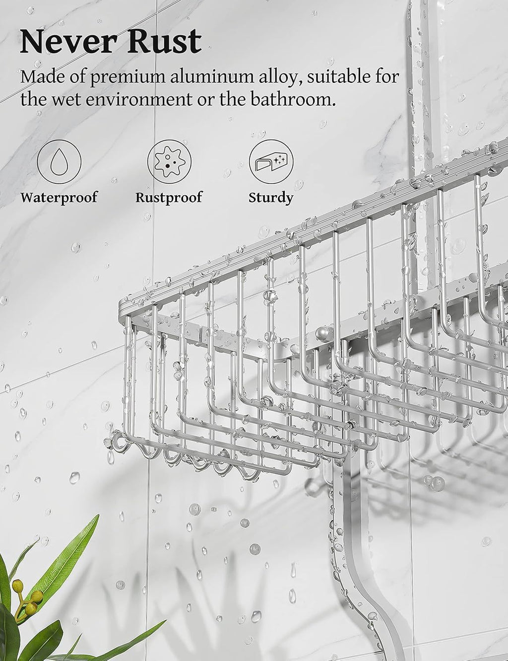 Hanging Shower Organizer with 3 Baskets and 10 Hooks