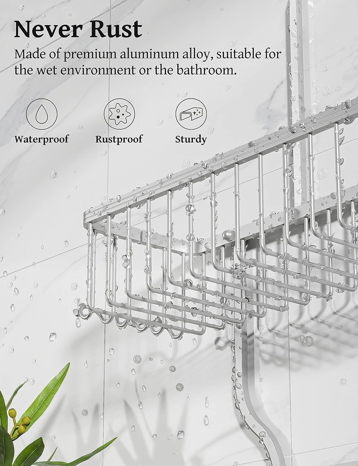 Hanging Shower Organizer with 3 Baskets and 10 Hooks