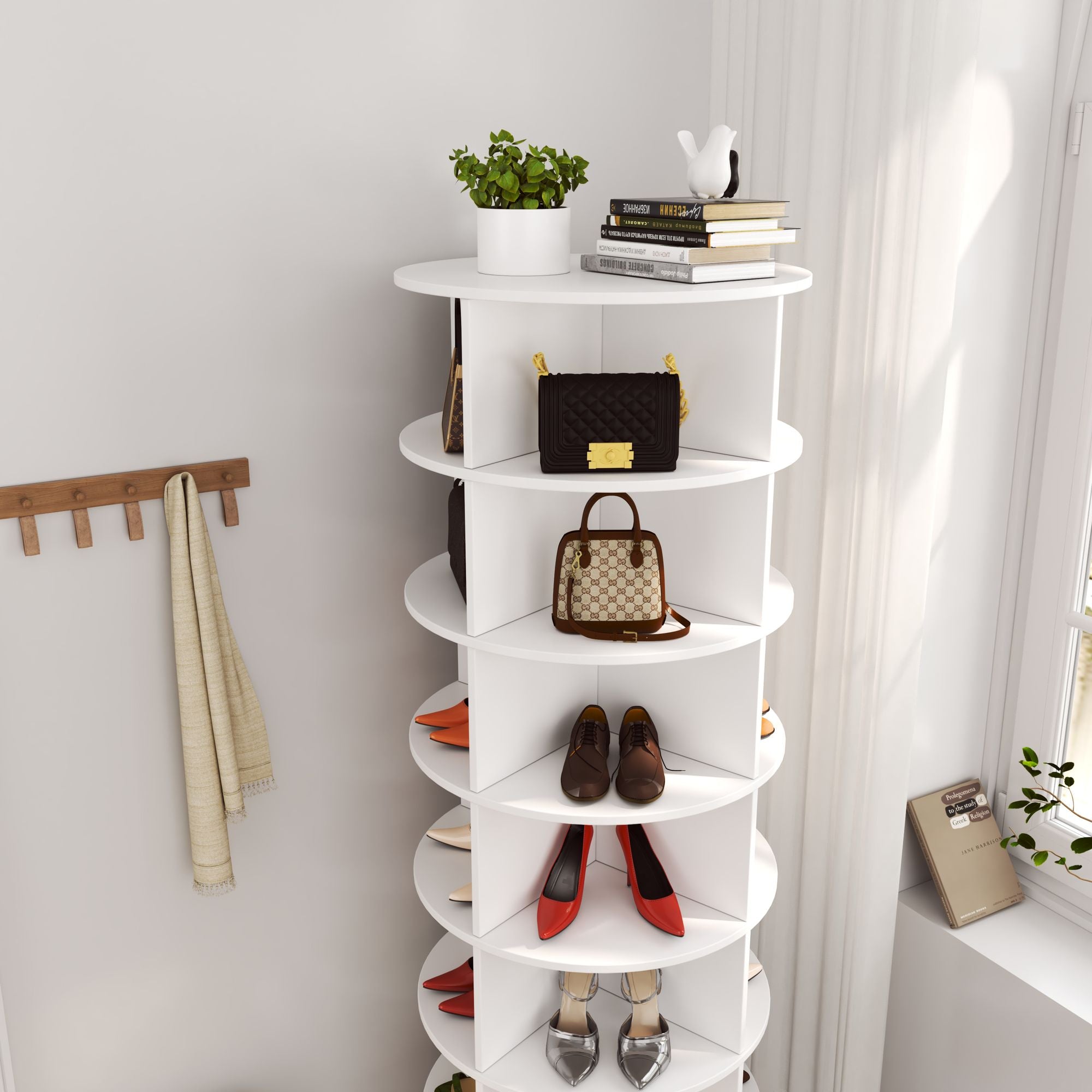 360° Rotating Shoe Cabinet for Space-Saving Organization