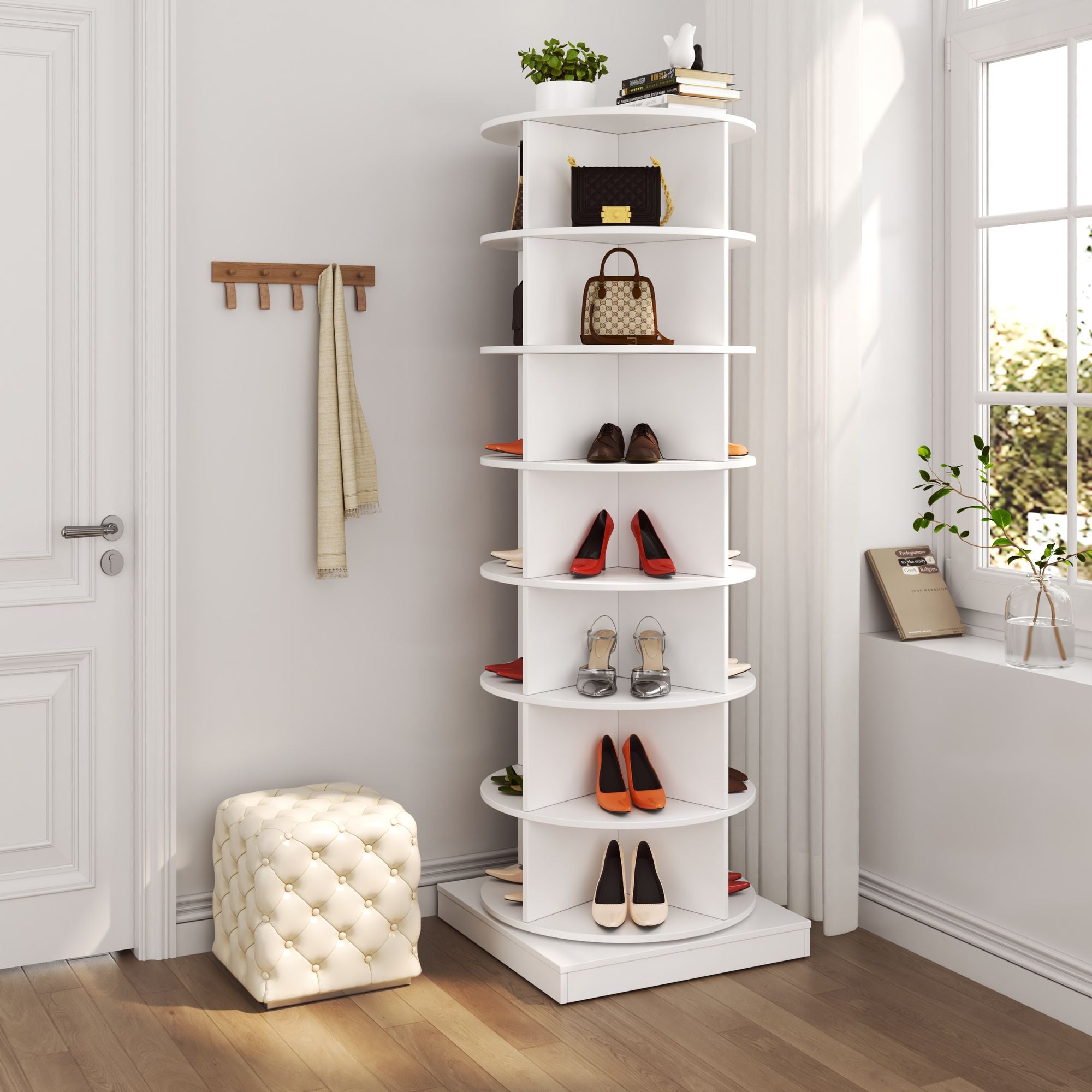 360° Rotating Shoe Cabinet for Space-Saving Organization