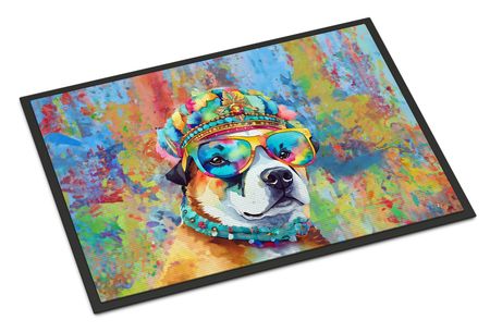 Akita Hippie Dawg Indoor-Outdoor Artwork Doormat