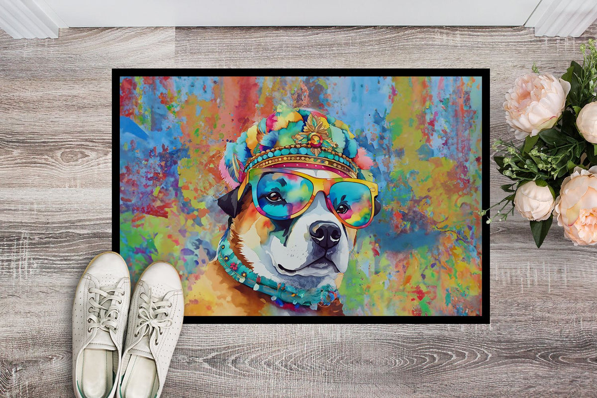 Akita Hippie Dawg Indoor-Outdoor Artwork Doormat