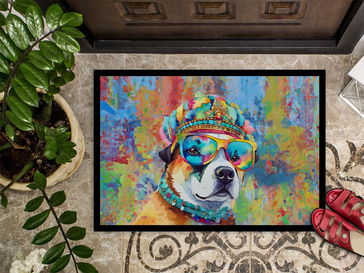 Akita Hippie Dawg Indoor-Outdoor Artwork Doormat