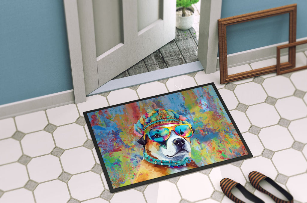 Akita Hippie Dawg Indoor-Outdoor Artwork Doormat